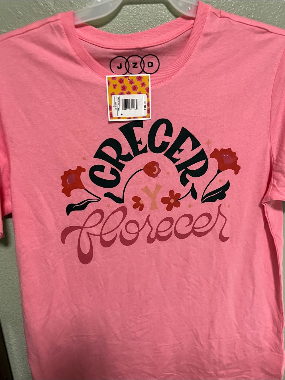 Pink "Crecer y Florecer" Graphic Tee